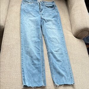 Stylish Light Blue High RiseStraight Leg Jeans